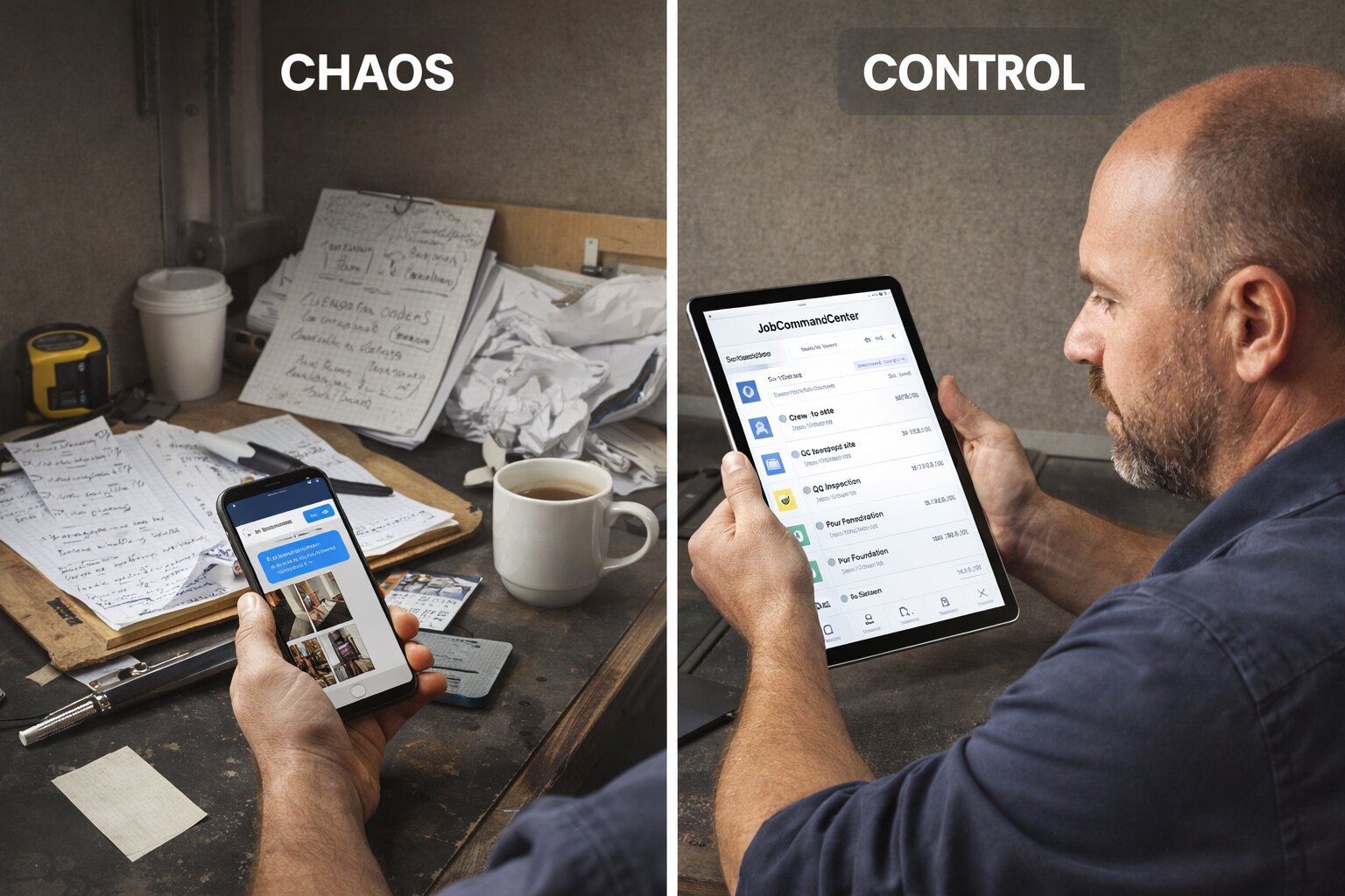 From chaos to control — scattered paperwork versus one organized command center