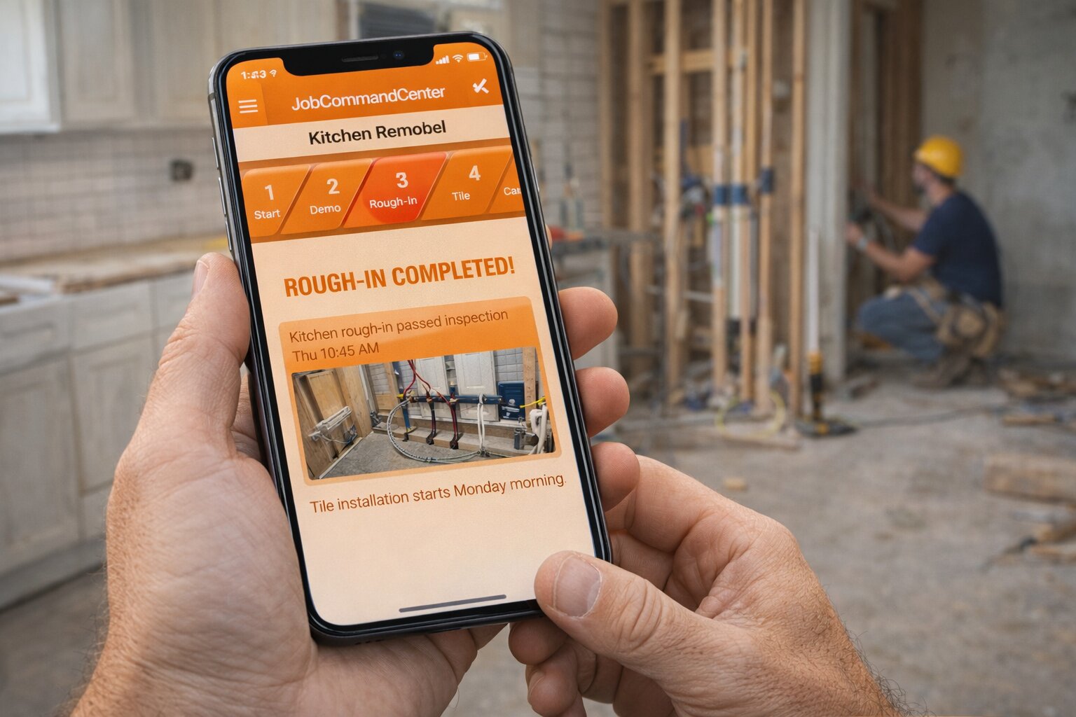 Client view — Kitchen Remodel Rough-In Completed with documentation